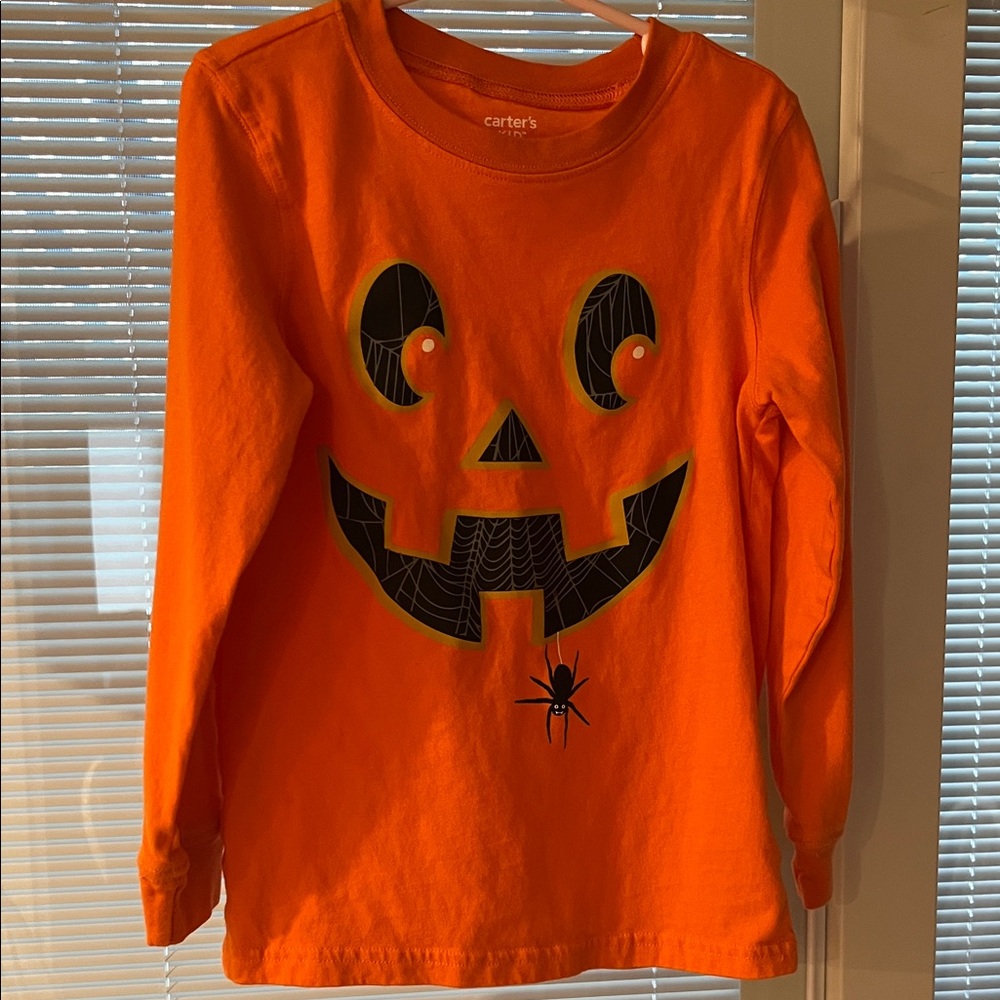 Carter's Orange Pumpkin Face Long Sleeve Shirt